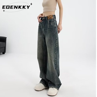 EOENKKY  กางเกงขายาว กางเกงยีสน์ผู้หญิง ทรงหลวม ๆ ตรง Retro Hip Hop Pants 2023 NEW Style  สบาย High quality Korean Style Beautiful A97L84U 36Z230909