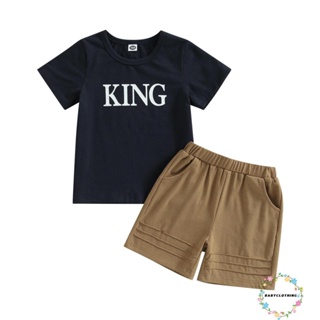 Babyclothes- ชุดเสื้อแขนสั้น พิมพ์ลายตัวอักษร และกางเกงขาสั้น เอวยางยืด แฟชั่นฤดูร้อน สําหรับเด็กผู้ชาย 2 ชิ้น