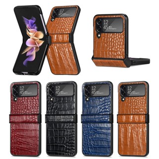 เคสโทรศัพท์หนังจระเข้ ฝาพับ กันกระแทก สําหรับ Samsung Galaxy Z Flip4 Z Flip3 Z Flip4 Z Flip3