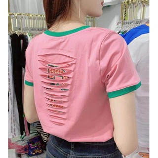 [lucky เสื้อผ้าผู้หญิง] ใหม่ เสื้อยืดแขนสั้น ผ้าฝ้าย 100% ทรงหลวม สไตล์เกาหลีตะวันตก แฟชั่นฤดูร้อน สําหรับผู้หญิง 2023