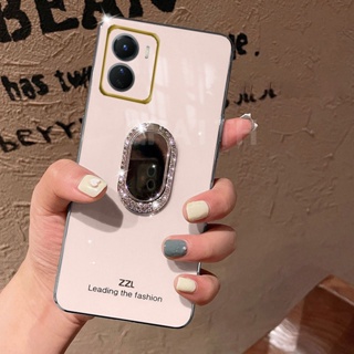 ใหม่ เคสโทรศัพท์มือถือแบบนิ่ม กันกระแทก กันรอยเลนส์กล้อง พร้อมกระจก ประดับพลอยเทียม หรูหรา สําหรับ VIVO iQOO Z7x Z7 5G 2023 VIVO iQOOZ7x iQOOZ7
