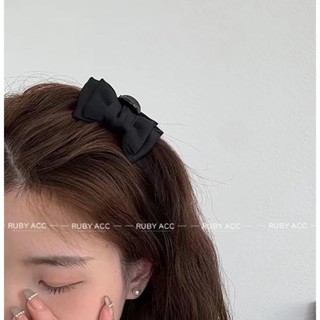[RUBY] กิ๊บติดผม ผ้าซาติน ประดับโบว์สองด้าน สีดํา แฟชั่นฤดูใบไม้ผลิ สําหรับผู้หญิง 2023 กิ๊บติดผม, โบ, ปู, กรงเล็บ, จับสองด้าน, กิ๊บหางม้าเกาหลี