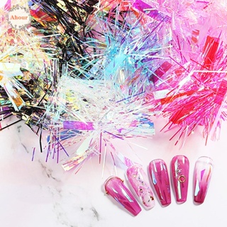 AHOUR Irregular Aurora Cellophane Fragments Colorful Nail Stickers Nail Foil Film Gradient Mirror Glitter Decal DIY Irregular Strip Candy Paper Laser Manicure Tools Transfer Paper