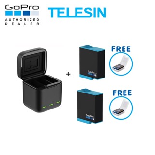 GoPro 10 / 9 Telesin Charger Box + Battery x 2 ของโกโปรแท้ ประกันศูนย์ 1 ปี แท่นชาร์จ ที่ชาร์จ + แบตเตอร์รี่โ...