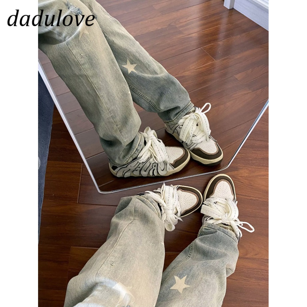 dadulove-new-korean-version-of-ins-retro-washed-jeans-womens-high-waist-star-wide-leg-pants-trousers