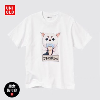 Uniqlo เสื้อยืดแขนสั้น พิมพ์ลายอนิเมะ GINTAMA สําหรับผู้ชาย และผู้หญิง (UT) 462165