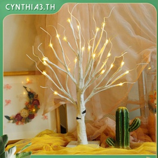 ตกแต่งคริสต์มาส LED ต้นไม้เบิร์ชโคมไฟโต๊ะผู้ถือเครื่องประดับเงินไฟกลางคืนไฟ Led นางฟ้าแสงคริสต์มาสตกแต่ง Cynthia