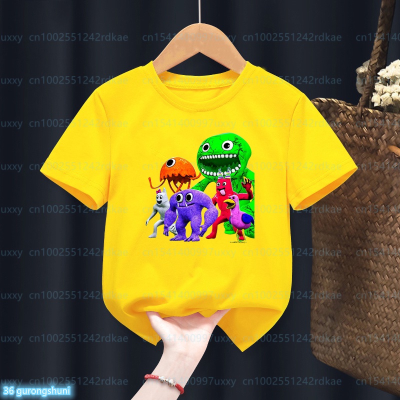 เสื้อยืดแขนสั้น-พิมพ์ลาย-roblox-garten-of-banban-สีเหลือง-สําหรับเด็กผู้ชาย-และเด็กผู้หญิง