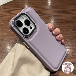 เคส TPU นิ่ม ปิดด้านหลัง ป้องกันเลนส์กล้อง เคลือบเงา สีม่วง เผือก สไตล์เกาหลี IP 14 Pro Max IP 11 สําหรับ IP 12 11 Pro Max X XS