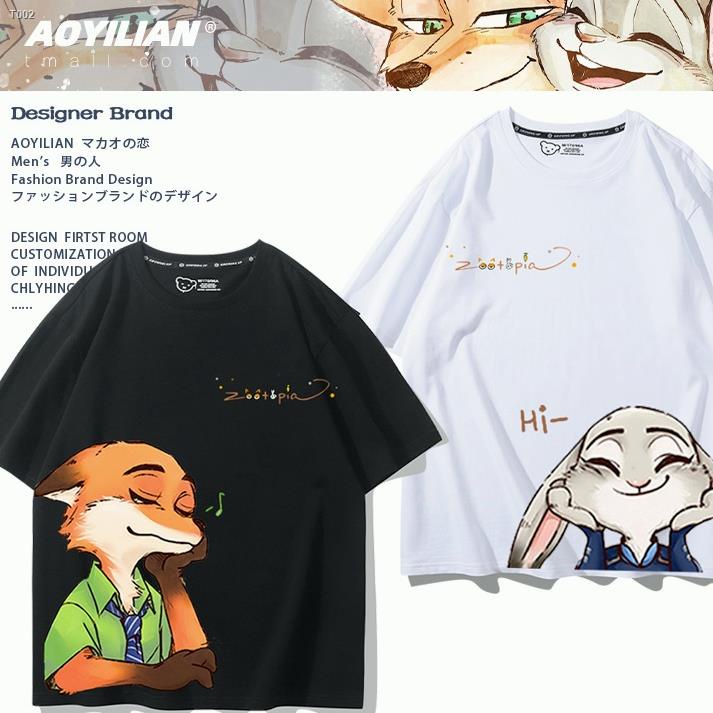 zootopia-judy-nick-ร่วมเสื้อยืดคู่อะนิเมะอุปกรณ์ต่อพ่วง