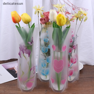 Delicatesun แจกันดอกไม้พลาสติก PVC พับได้ แบบพกพา สําหรับตกแต่งบ้าน ออฟฟิศ