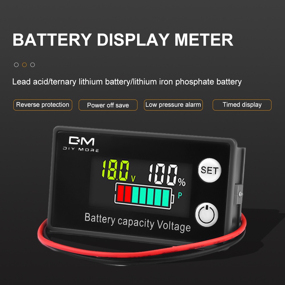 diymore-dm-6133a-เครื่องวัดความจุแบตเตอรี่-8-ถึง-100v-เครื่องวัดแบตเตอรี่-12v-24v-48v-แบตเตอรี่-เกจวัดแรงดันไฟฟ้าเปอร์เซ็นต์