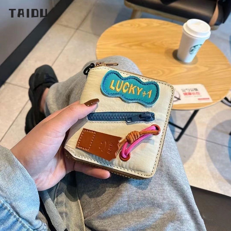 taidu-กระเป๋าสตางค์ใบสั้นแฟชั่นเกาหลี-กระเป๋าใส่เหรียญอินเทรน-การออกแบบเฉพาะ-การออกแบบซิป-หลายช่อง
