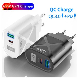 หัวชาร์จ 65W GaN389 ปลั๊ก EU US พร้อมพอร์ต USB PD สําหรับโทรศัพท์มือถือ แท็บเล็ต แล็ปท็อป