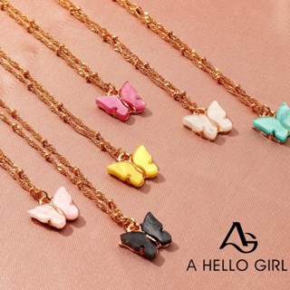 สร้อยคอโซ่ จี้ผีเสื้อ สีแคนดี้ สไตล์วินเทจ สําหรับผู้หญิง