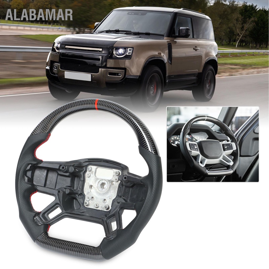 alabamar-พวงมาลัยคาร์บอนไฟเบอร์แบบกำหนดเองเปลี่ยนหนังพรุนสำหรับ-land-rover-defender-90-110-l663-2020