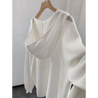 Fat MM extra large size 300jin white high quality hollowed-out sweater chic blouse for spring and autumn wear 240kg