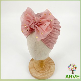 ARVE หมวกบีนนี่ผ้าโพกหัวประดับโบว์ น่ารักเกินปุยมุย   baby hat