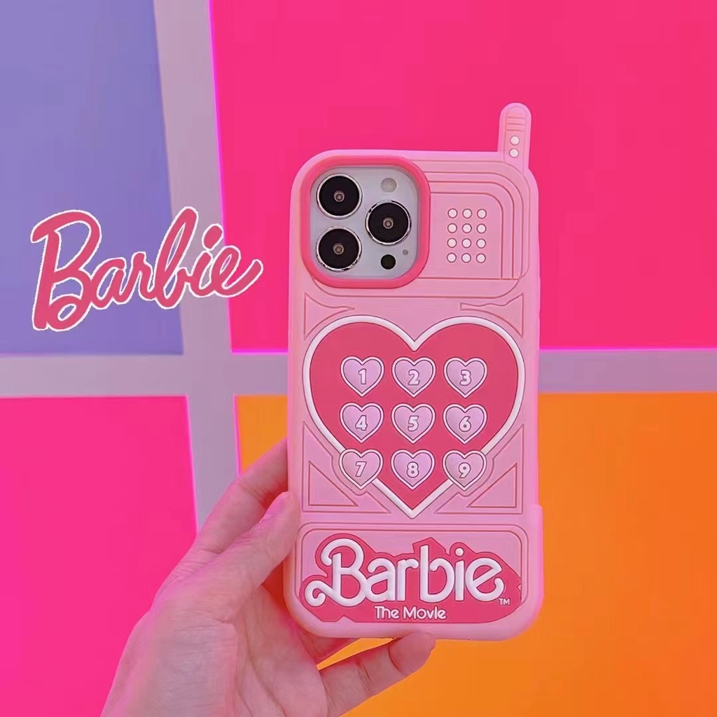 เคสโทรศัพท์มือถือ-ซิลิโคนนิ่ม-กันกระแทก-ลายบาร์บี้น่ารัก-สีชมพู-สําหรับ-iphone-14-14promax-14pro-13-13promax-13pro-12-12promax-12pro-11-11promax