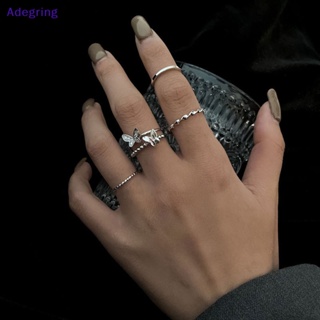 [Adegring] ชุดแหวนแฟชั่น รูปผีเสื้อ ปรับขนาดได้ สําหรับผู้หญิง 4 ชิ้น