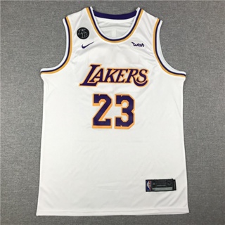 เสื้อกีฬาแขนสั้น ลายทีม NBA Los Angeles Lakers No. เสื้อกีฬาบาสเก็ตบอล คอกลม สีขาว 23 JAMES 2020 297438