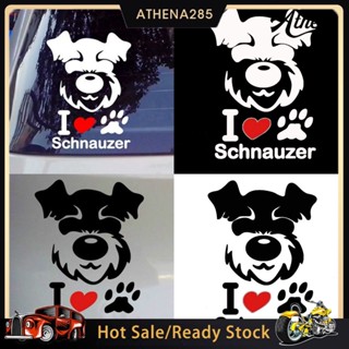 [COD]➤สติกเกอร์สะท้อนแสง ลายสุนัข I Love Schnauzer น่ารัก สําหรับตกแต่งรถยนต์