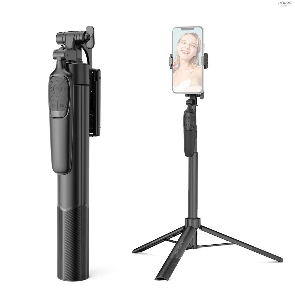 andoer-a65-ขาตั้งกล้องไม้เซลฟี่-อะลูมิเนียมอัลลอย-ขยายได้-160-ซม-พร้อมรีโมตชัตเตอร์-สําหรับ-vlog-selfie-live-streaming