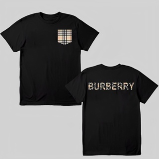 เสื้อยืดคุณภาพดี   เสื้อยืดแขนสั้นผ้าฝ้ายพิมพ์ลาย Burberry แฟชั่น Unisex เสื้อยืดพิมพ์คุณภาพสูง