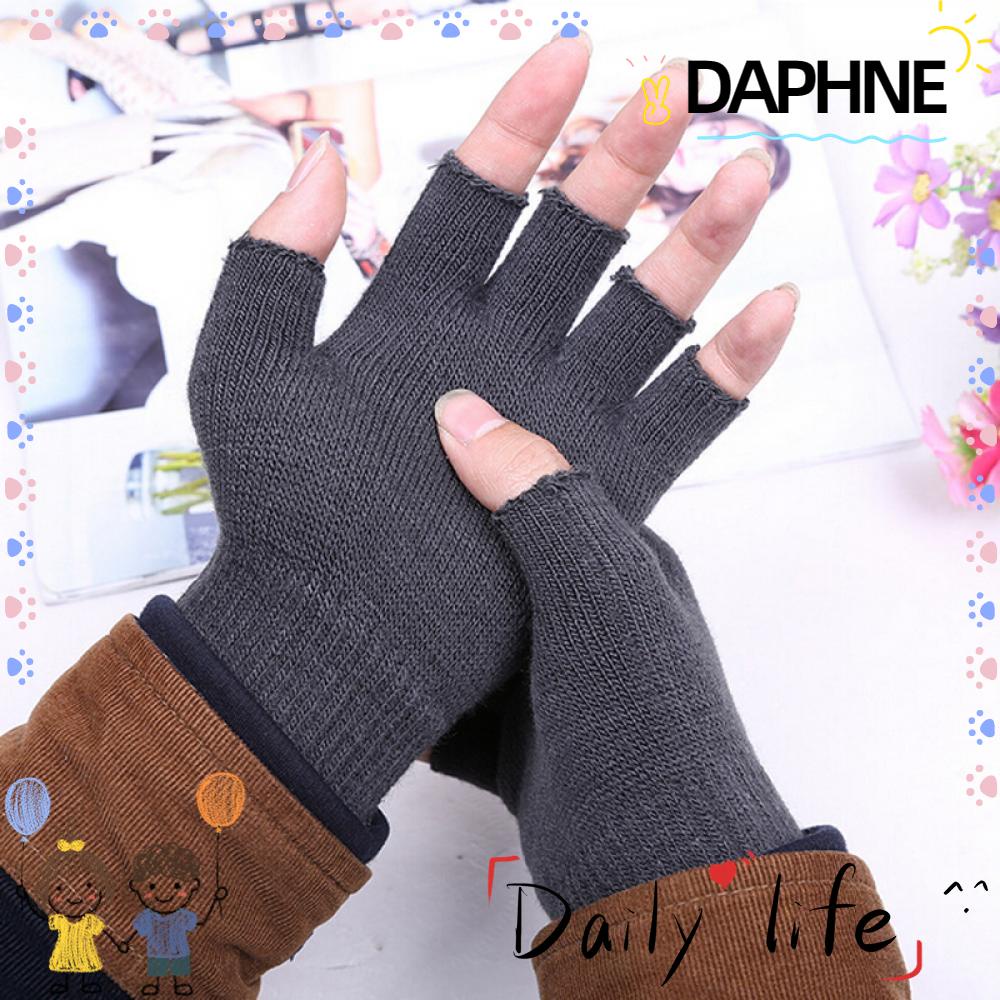 daphne-ถุงมือถักนิตติ้ง-แบบครึ่งนิ้ว-ให้ความอบอุ่น-สีพื้น