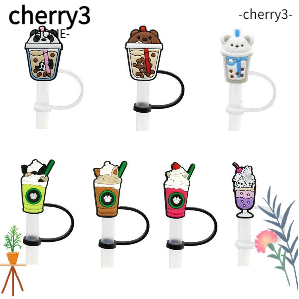 cherry3-จุกปิดหลอดดูดน้ํา-ซิลิโคน-กันฝุ่น-อุปกรณ์เสริม-สําหรับห้องครัว