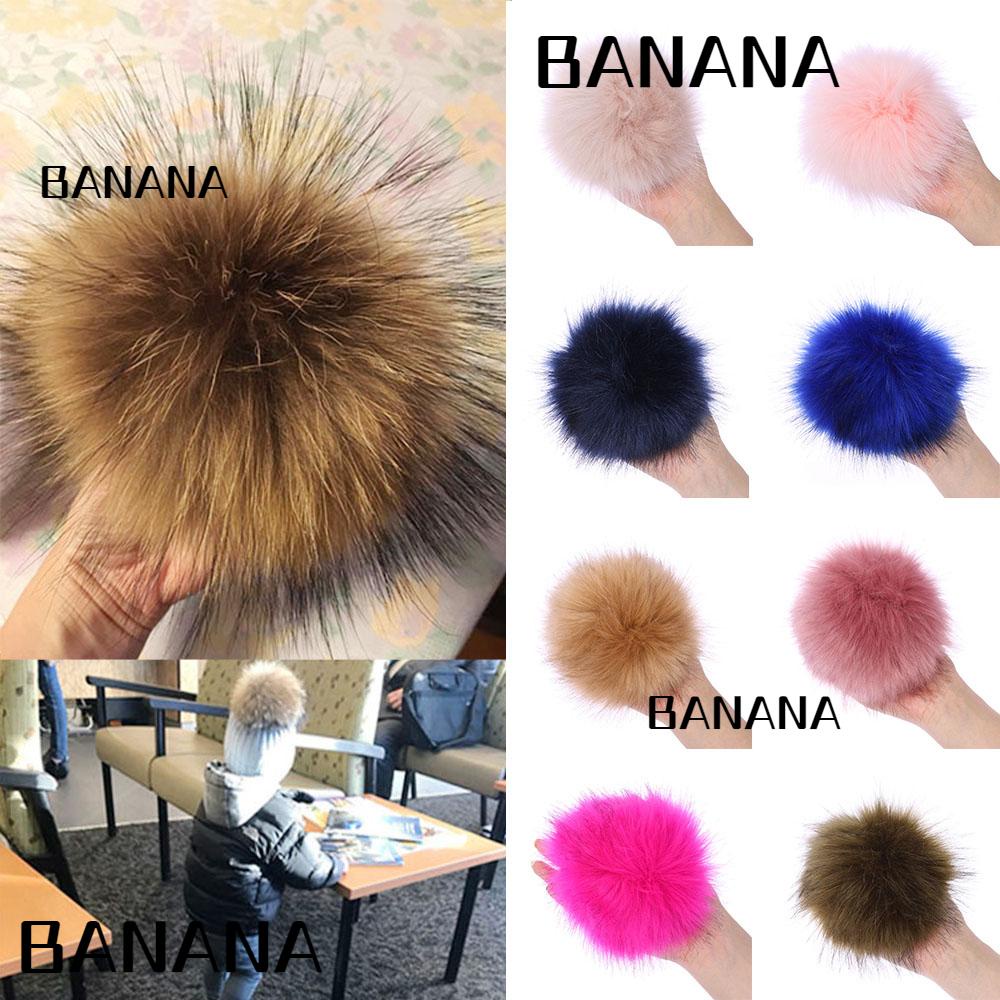 banana1-หมวกบีนนี่-ผ้าถัก-ปอมปอม-ขนเฟอร์-ขนาดใหญ่-15-ซม