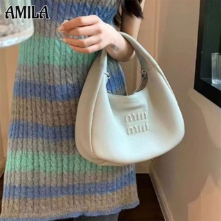 AMILA กระเป๋าแฟชั่นสายโซ่คล้องแขนสไตล์เกาหลี การออกแบบเฉพาะ หนังพียูนิ่ม กระเป๋าสะพายไหล่ที่สดใหม่และไม่เป็นทางการ