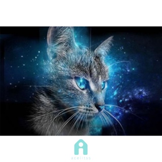 ชุดปักครอสสติตช์ ผ้าฝ้าย รูปแมวตาสีฟ้า 11CT DIY [Acelit.th]