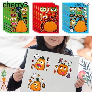 Cherry3 สติกเกอร์ ลายการ์ตูนฟักทอง แม่มด แวมไพร์ สยองขวัญ สําหรับตกแต่งฮาโลวีน DIY 16 แผ่น