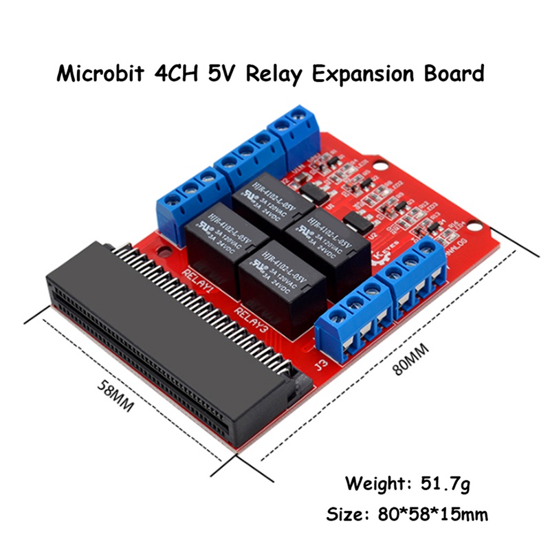 microbit-โมดูลรีเลย์-4-ช่อง-5v-การเขียนโปรแกรมทริกเกอร์สูง-การเรียนการสอนเด็ก-บอร์ดขยาย-microbit-diy-ชิ้นส่วนการเรียนรู้การเขียนโปรแกรม