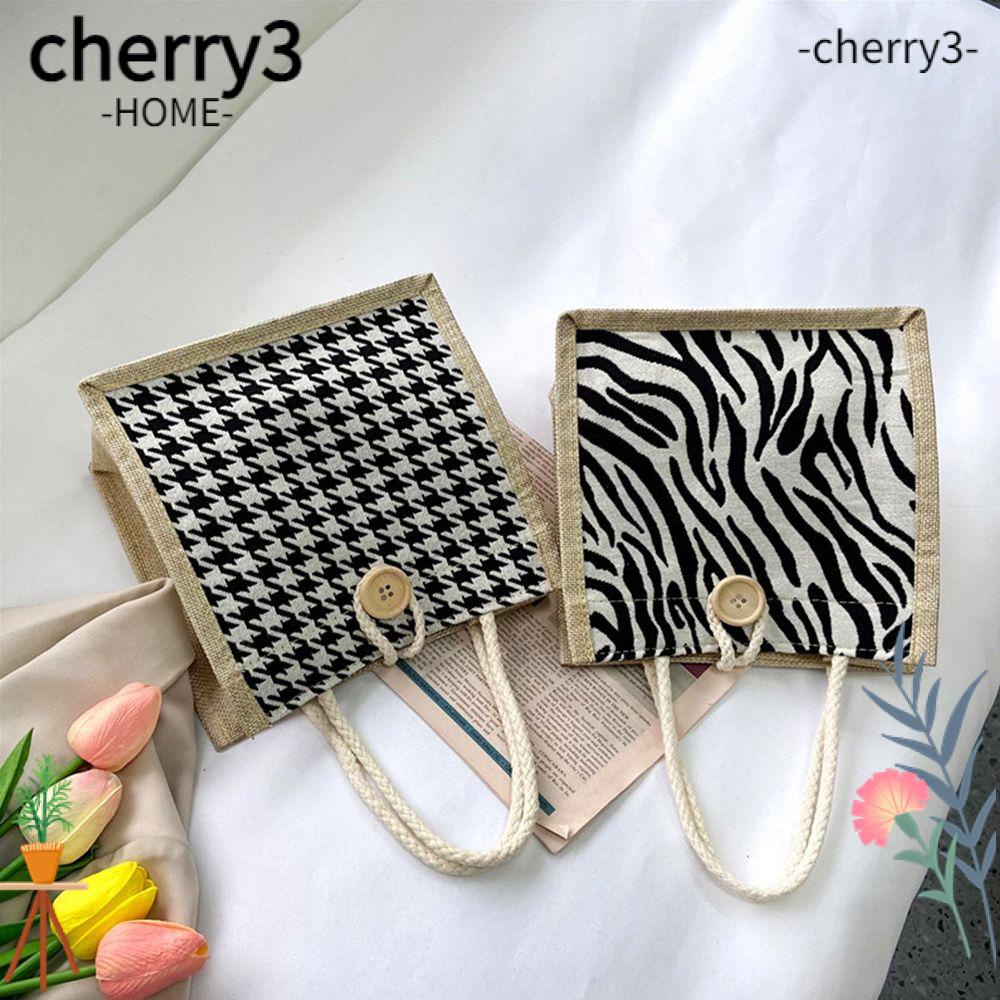 cherry3-กระเป๋าใส่กล่องอาหารกลางวัน-ผ้าลินิน-ขนาดเล็ก-ลําลอง-เรียบง่าย