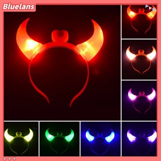 【 Bluelans 】ที่คาดผม รูปปีศาจ มีไฟกระพริบ LED สําหรับตกแต่งปาร์ตี้ฮาโลวีน คริสต์มาส