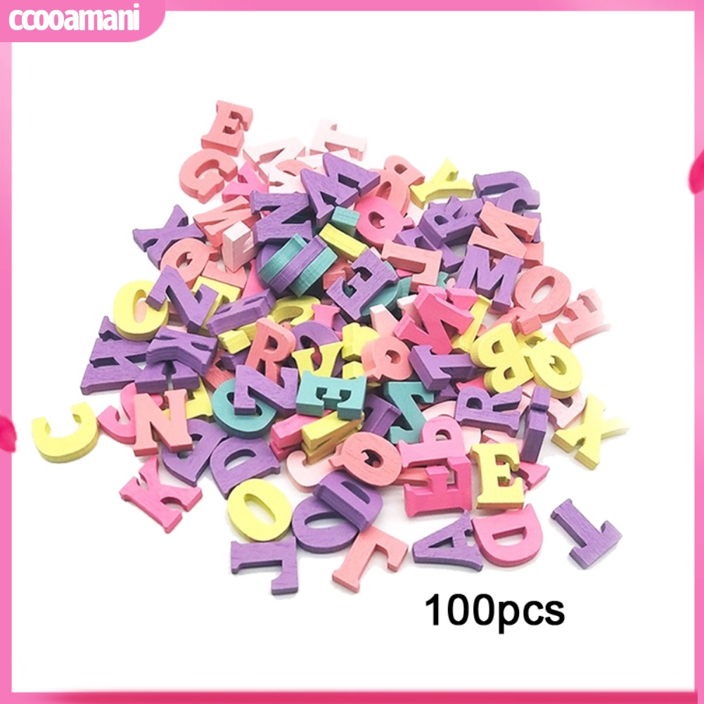 ccooamani-ตัวอักษรภาษาอังกฤษไม้-ขนาดเล็ก-สีสดใส-สําหรับตกแต่งสมุดภาพ-diy-จํานวน-100-ชิ้น