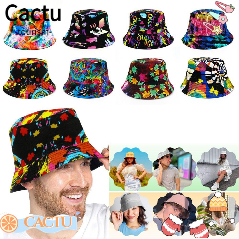 cactu-หมวกบักเก็ต-กันแดด-ป้องกันรังสียูวี-พิมพ์ลายมัดย้อม-สองด้าน-56-58-ซม-สําหรับผู้หญิง
