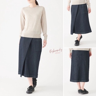 กระโปรงผ้าคัตต้อนยืด 4 ทิศทาง มูจิ Denim Easy Flare Skirt Muji แท้ 💯