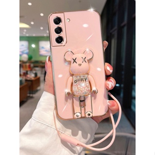 เคสโทรศัพท์มือถือ ซิลิโคนนิ่ม ชุบไฟฟ้า ลายหมี สําหรับ Samsung Galaxy S23 FE S23 Ultra S22 Plus S21 FE