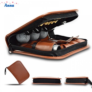 【Anna】PU Leather Golf-Tool Kits Pouch Empty Carrying Bag for Rangefinder Brush Ball