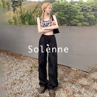 Solenne  กางเกงขายาว คาร์โก้ กางเกง ย้อนยุค 2023 NEW 081006吊牌价628 สวย ทันสมัย ทันสมัย คุณภาพสูง A90M00K 36Z230909