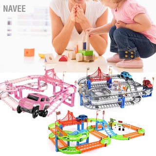 NAVEE Electric Train Track Toy Exquisite Workmanship Safe Educational Race Car Toys with Coconut Tree for Children