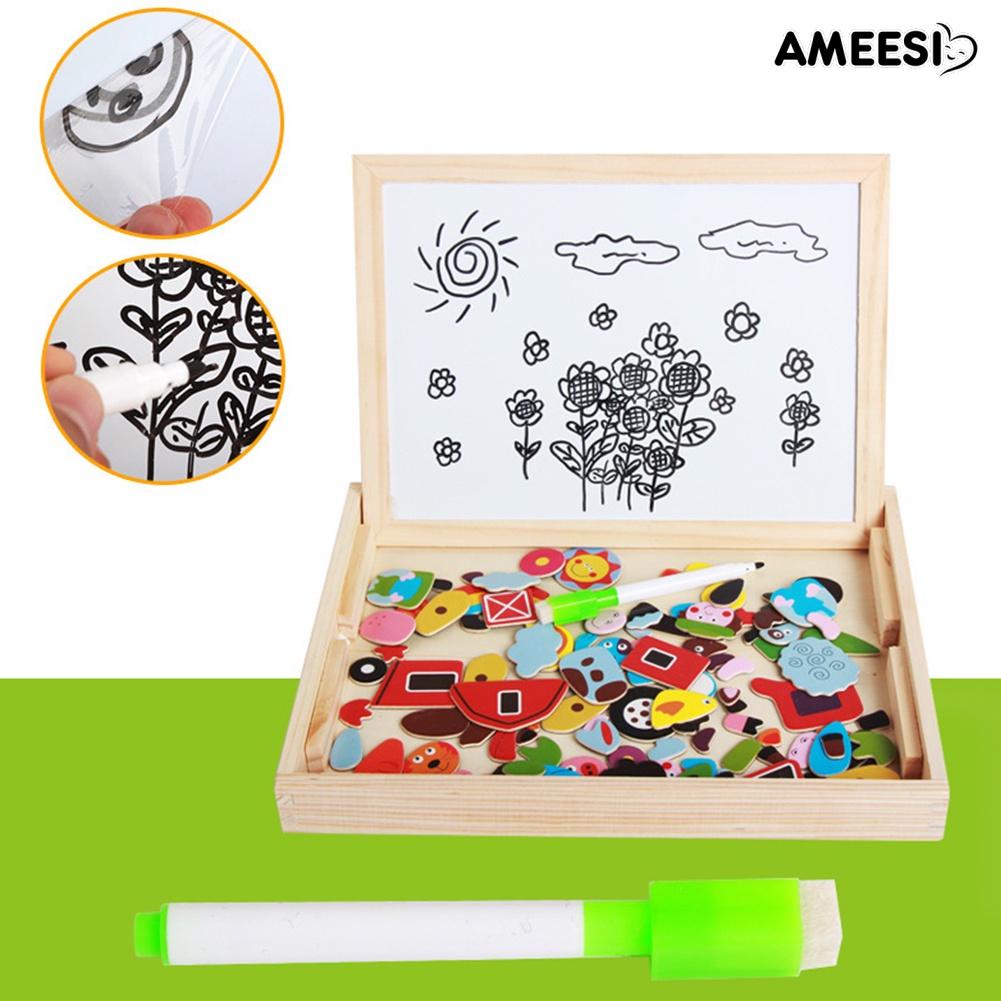 ameesi-กระดานดําไม้-รูปสัตว์-แมลง-ของเล่นเสริมการเรียนรู้เด็ก