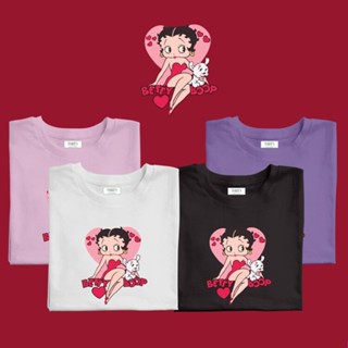 เสื้อยืดผ้าฝ้ายพิมพ์ลายขายดี Betty boop  เสื้อยืดUnisex (ผ้าcotton 100% สกรีนชัด สีสด ติดทน)