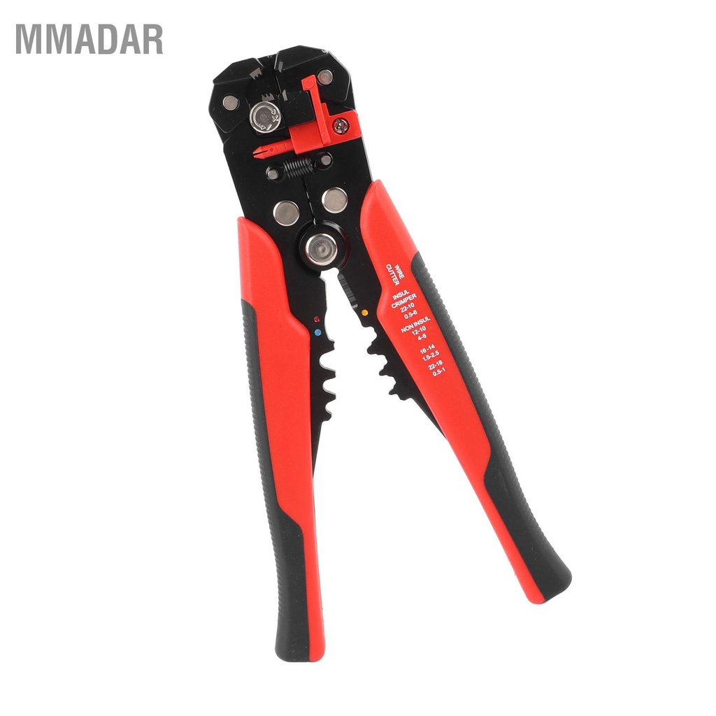 mmadar-เครื่องปอกสายไฟอัตโนมัติ-5-in-1-cutter-crimper-peeling-pliers-electric-tool-red