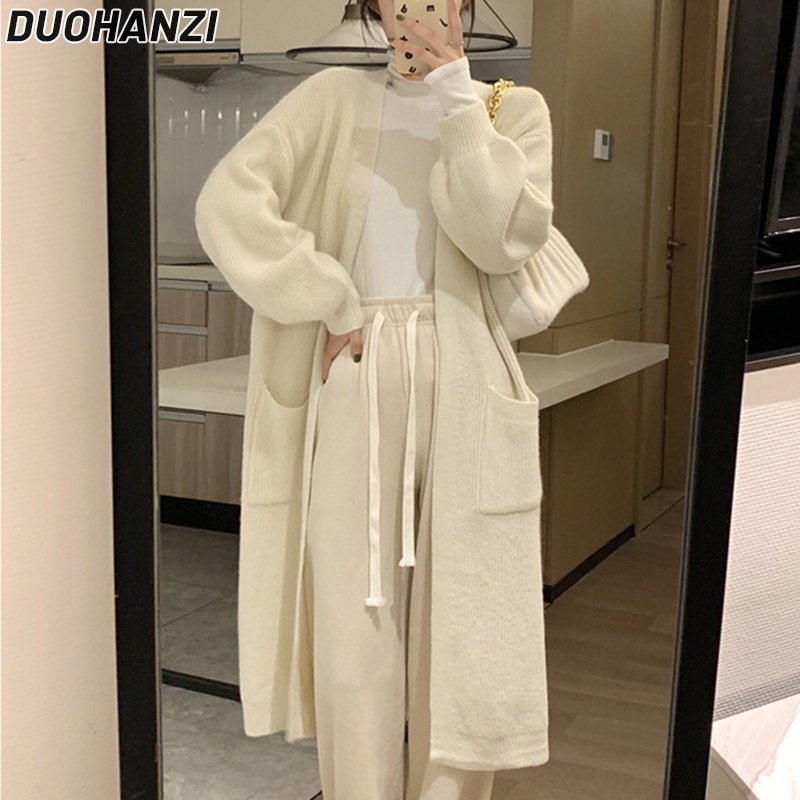 duohanzi-เสื้อกันหนาวแขนยาว-ผ้าขนสัตว์-แบบหนา-สวมใส่สบาย-สไตล์เกาหลี-สําหรับผู้หญิง