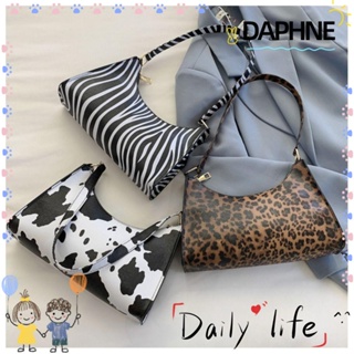Daphne กระเป๋าสะพายไหล่ กระเป๋าถือลําลอง หนังวัว พิมพ์ลายเสือดาว ม้าลาย สําหรับสตรี
