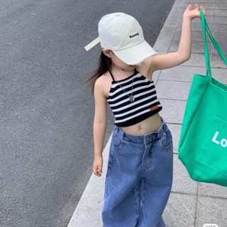 พร้อมส่ง ขายดี ใหม่ เสื้อสายเดี่ยว ผ้าถัก ลายทาง สีขาวดํา ระบายอากาศ ขนาดเล็ก สไตล์เกาหลี ญี่ปุ่น เข้ากับทุกชุด แฟชั่นฤดูร้อน สําหรับผู้หญิง 2023